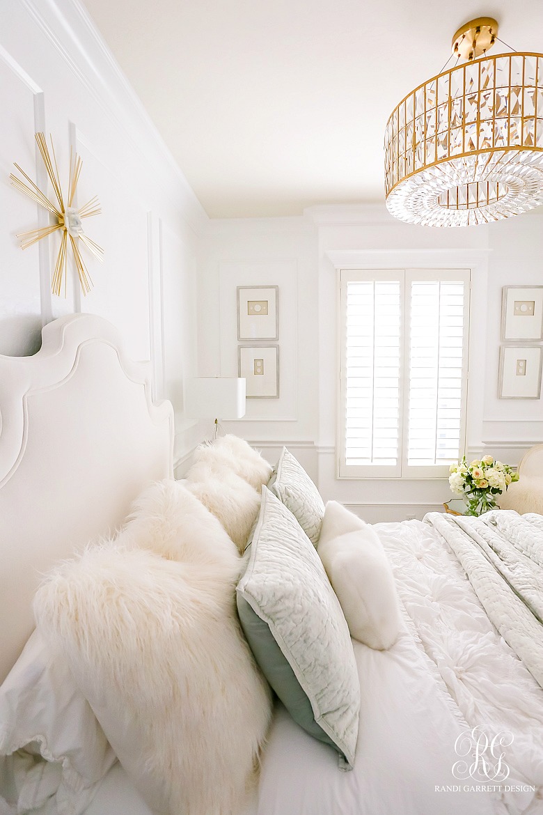 glam bedroom - intaglios - crystal brass chandelier