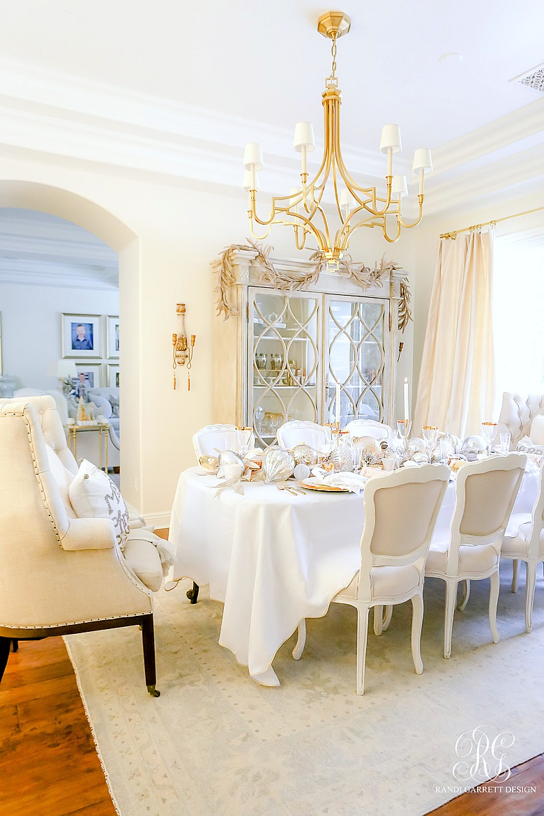elegant white and gold christmas dining room