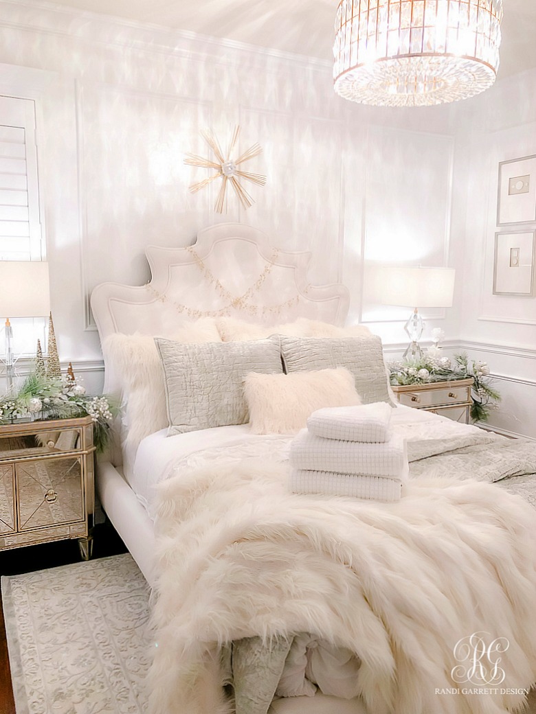 glam white guest bedroom 