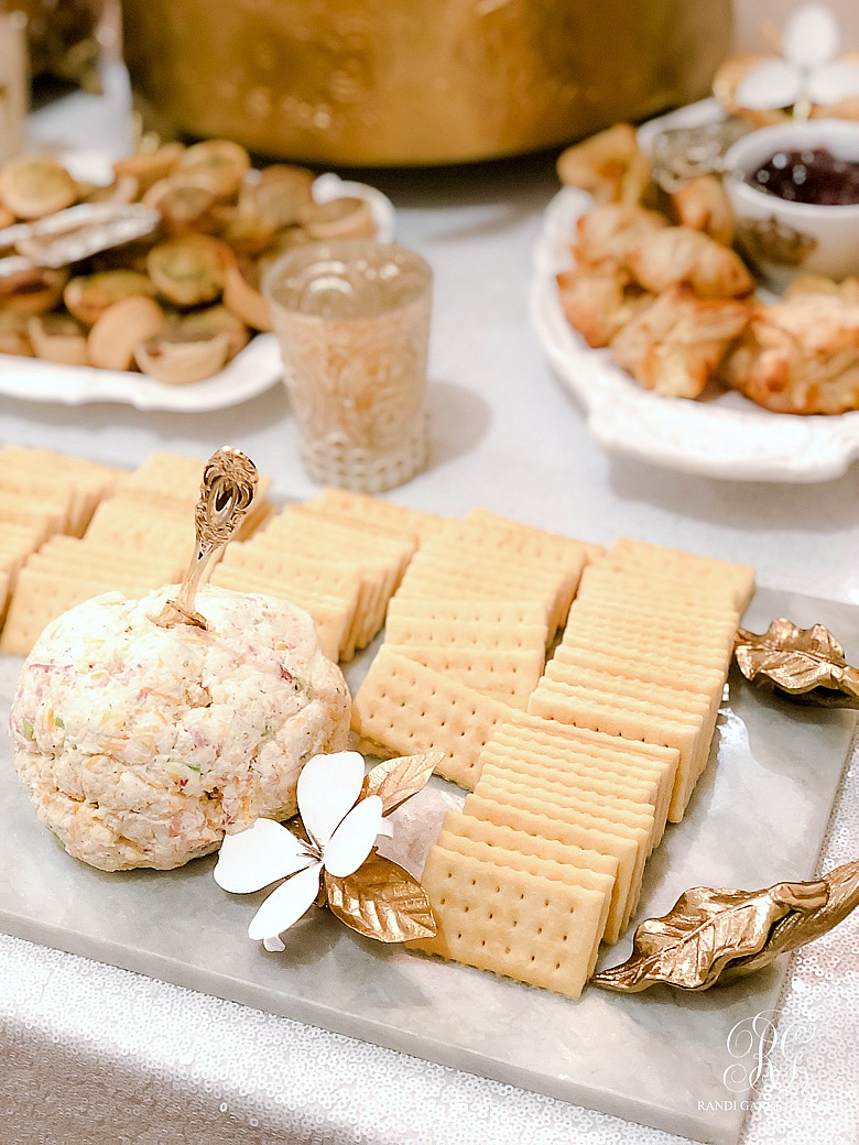 cheese ball on marble tray