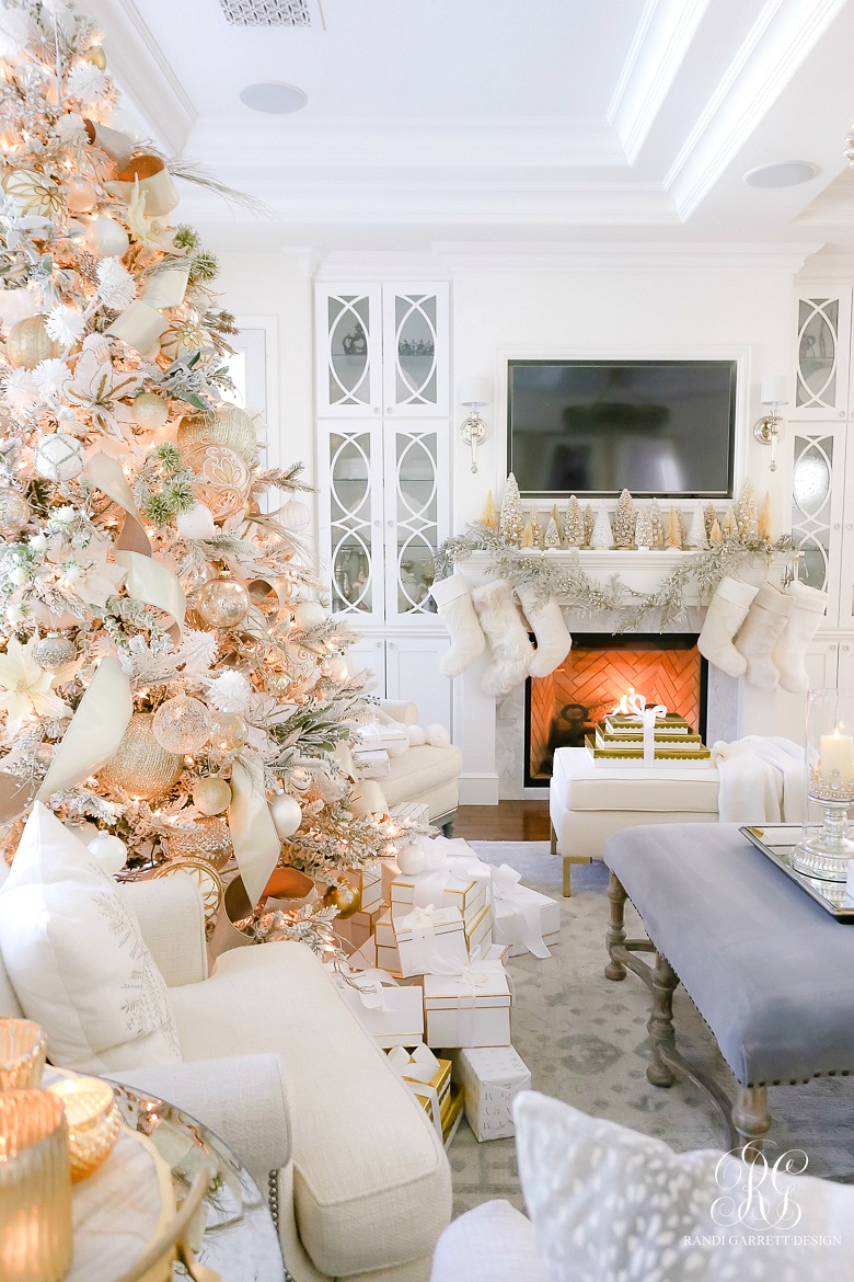 Beautiful white Christmas family room