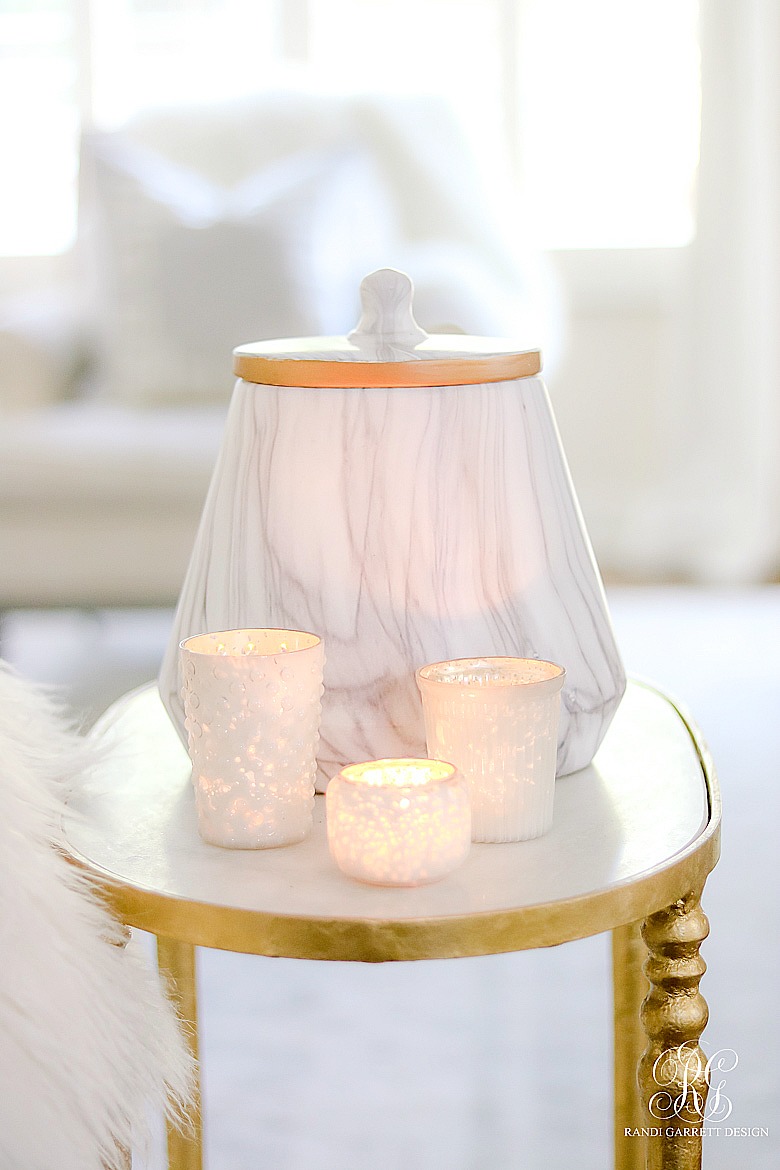 Marble gold vase - white votive candles