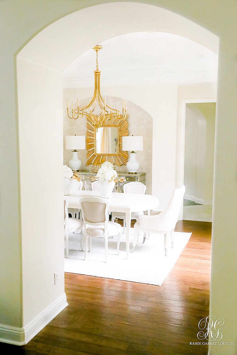 white gold dining room