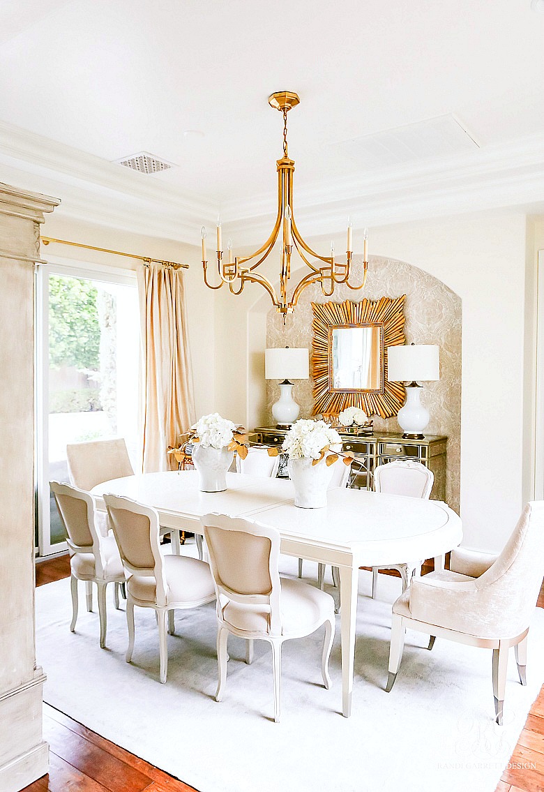 Caracole feast your eyes dining table - white gold dining room