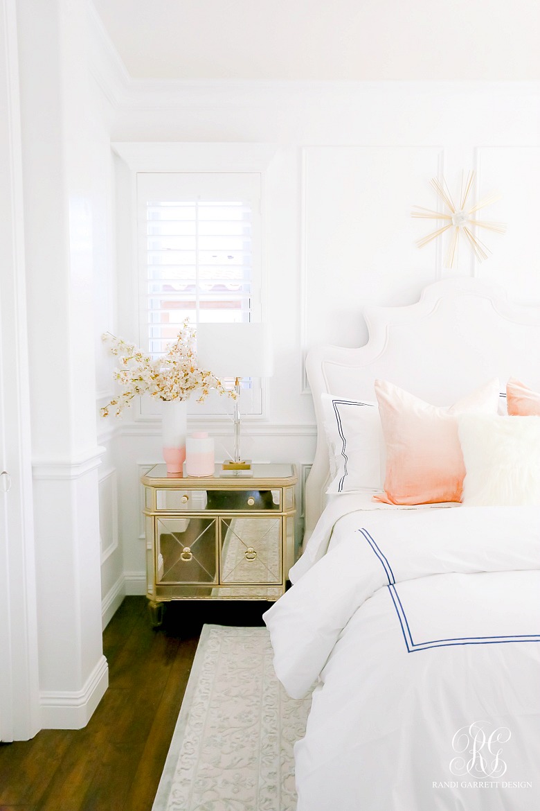 glam guest bedroom with wainscoting 