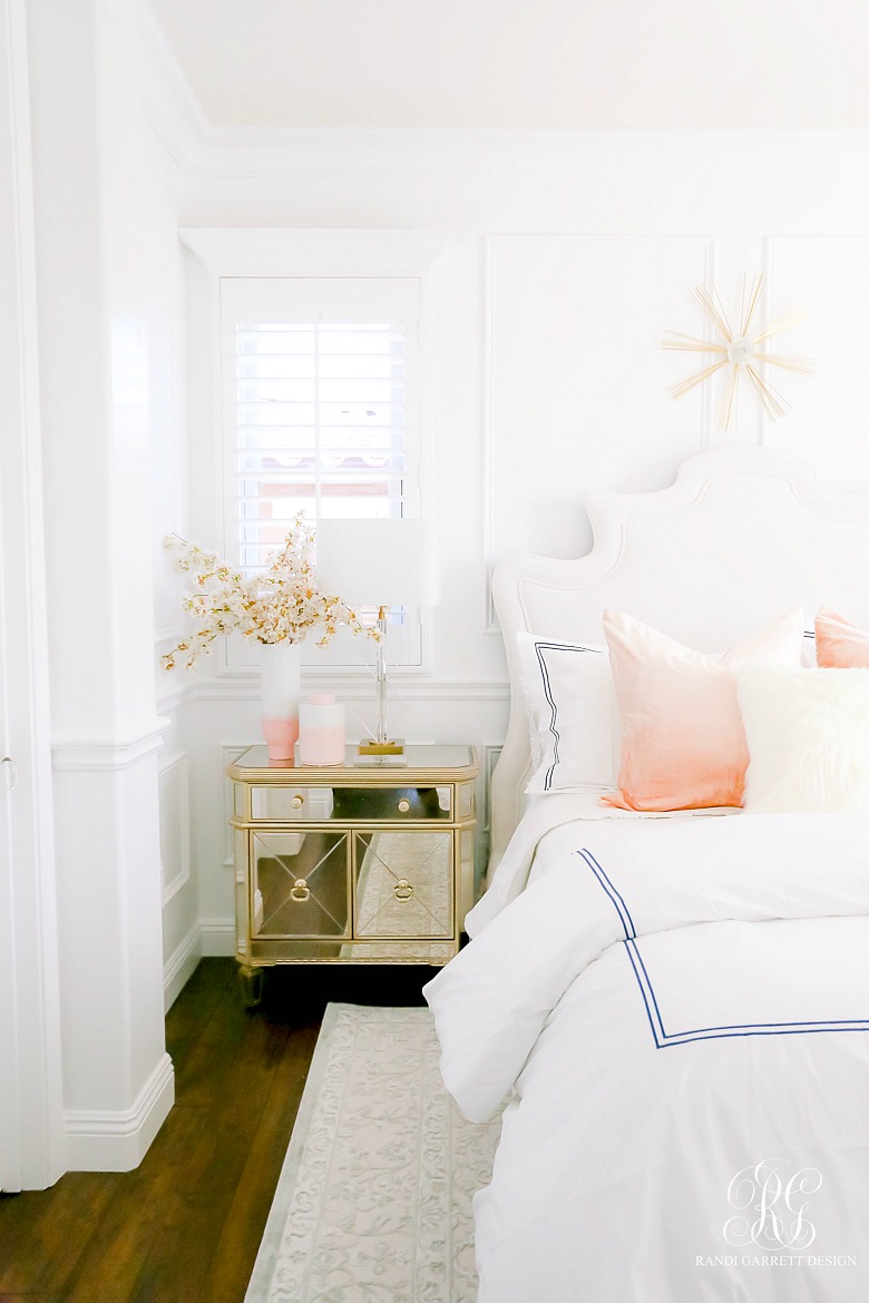 glam pink blue guest bedroom 