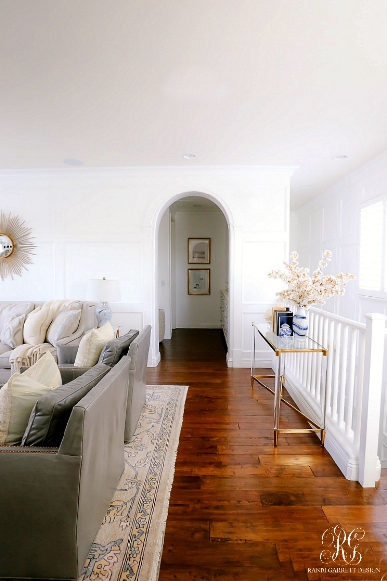 white wainscoting family room