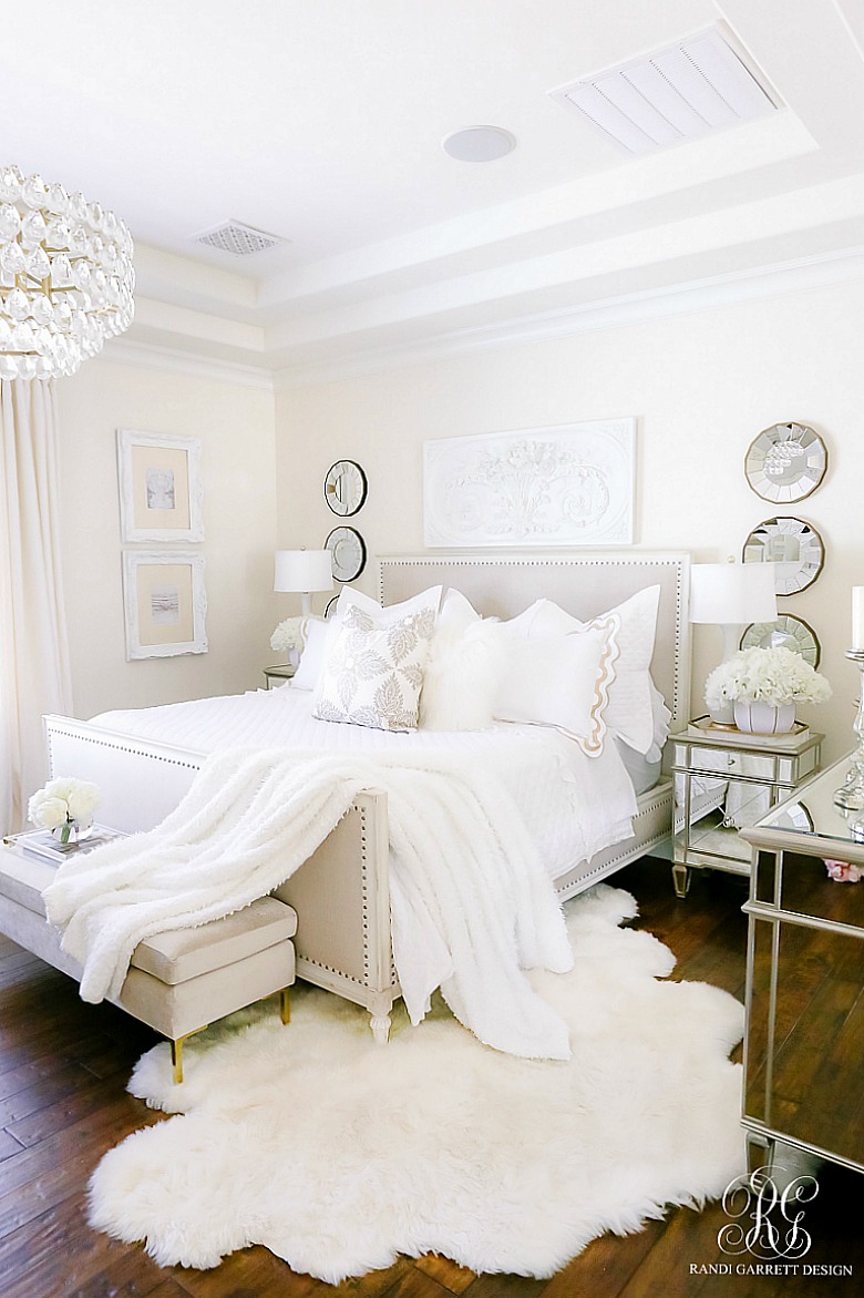 glam - luxe master bedroom -white bedding