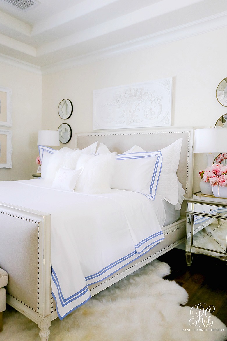 white blue spring bedroom