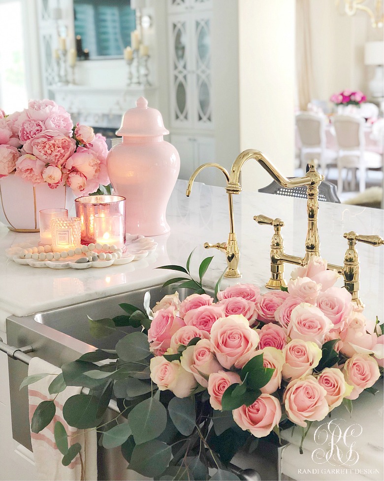 pink peonies and pink roses - spring decor ideas