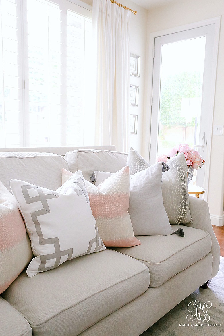 fretwork pillow - pink gray pillows - spring decor