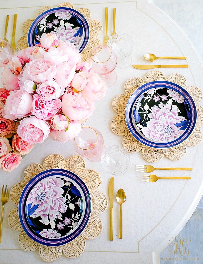 elegant easter table - pink peony arrangement 