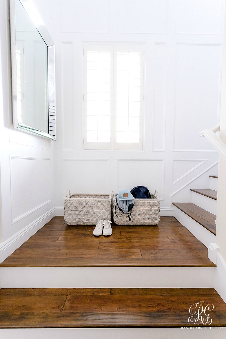 wood stair white risers 