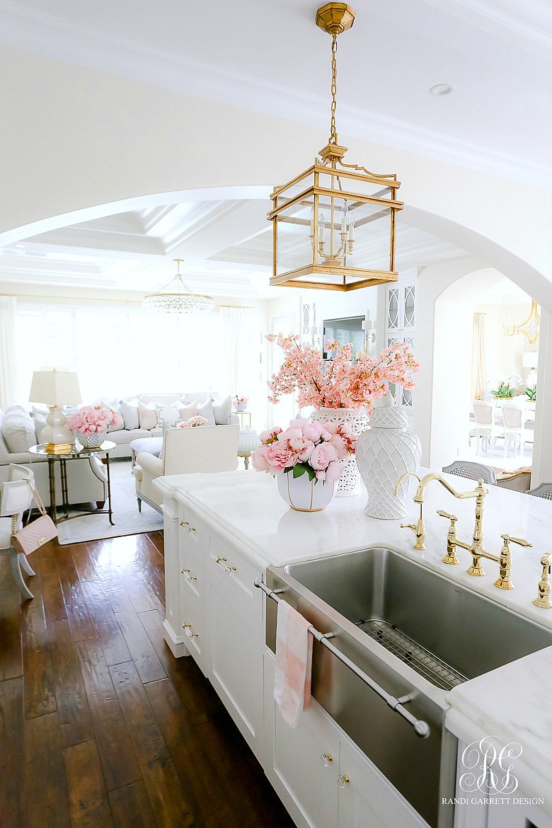 gold lantern - glam white kitchen