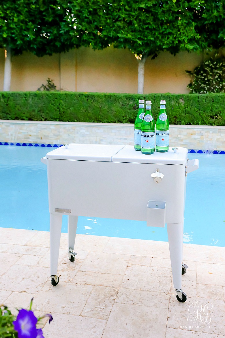 white drink cooler - backyard styling tips