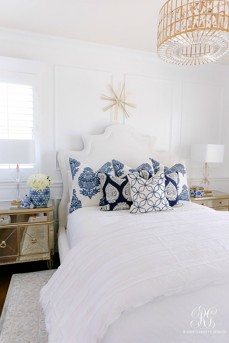 blue and white summer bedroom