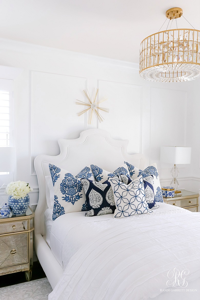 blue and white bedroom - glam bedroom