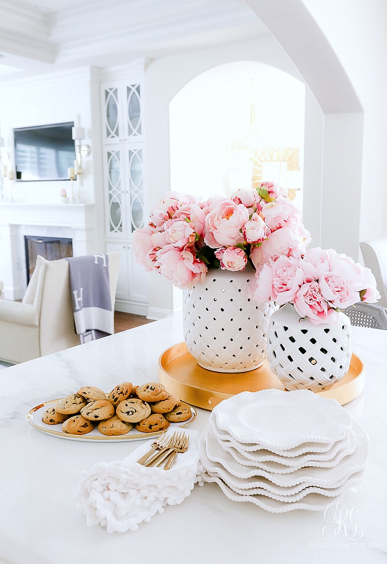 ruffle melamine plates pink peonies