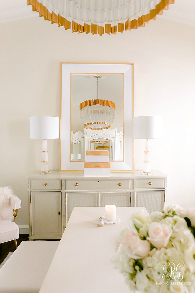 white and gold glam office