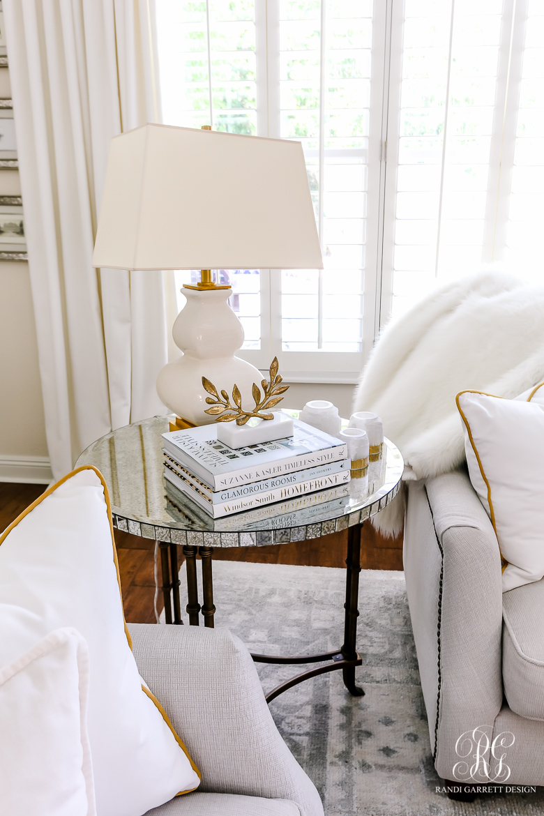 glam family room mirror side table