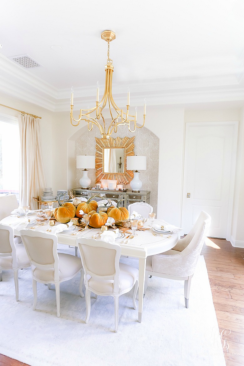 elegant white gold fall dining room