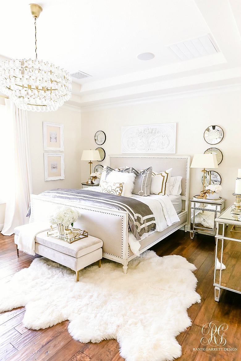 glam white gray bedroom - luxurious master bedroom