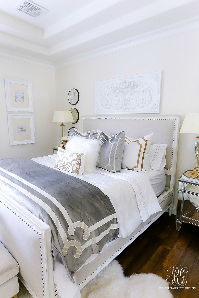 elegant silver and gold master bedroom