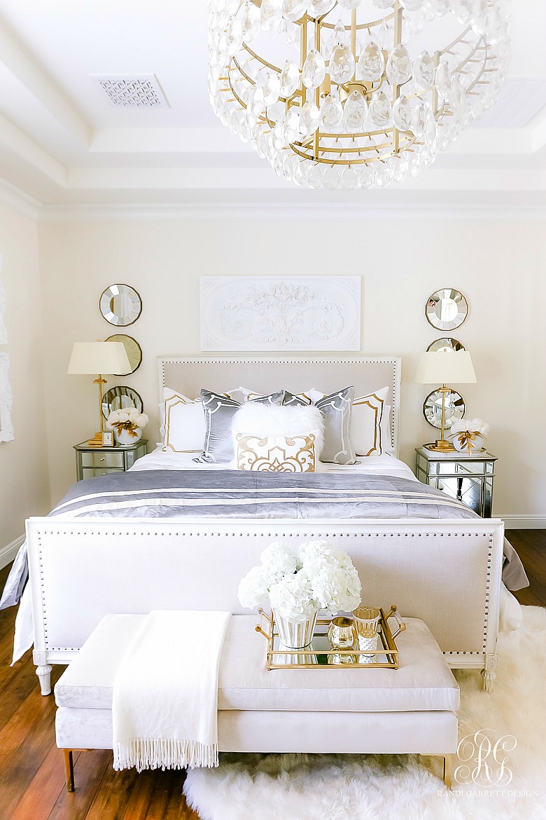 elegant silver gold master bedroom