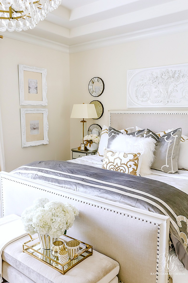 pretty gold master bedroom