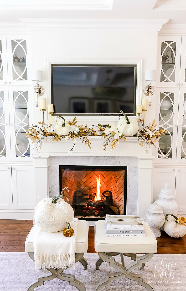 white fall mantel