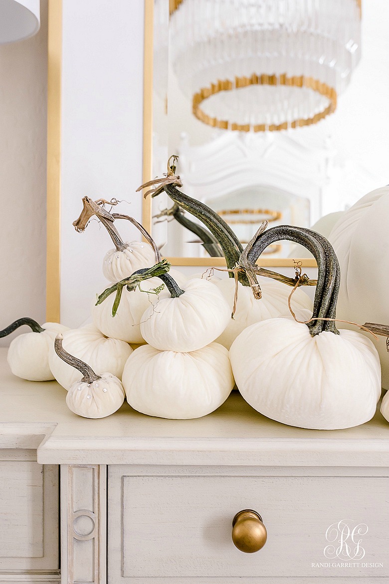 white pumpkins styled for fall