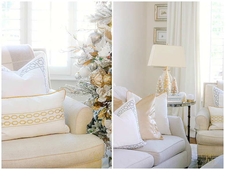 gold gray throw pillows