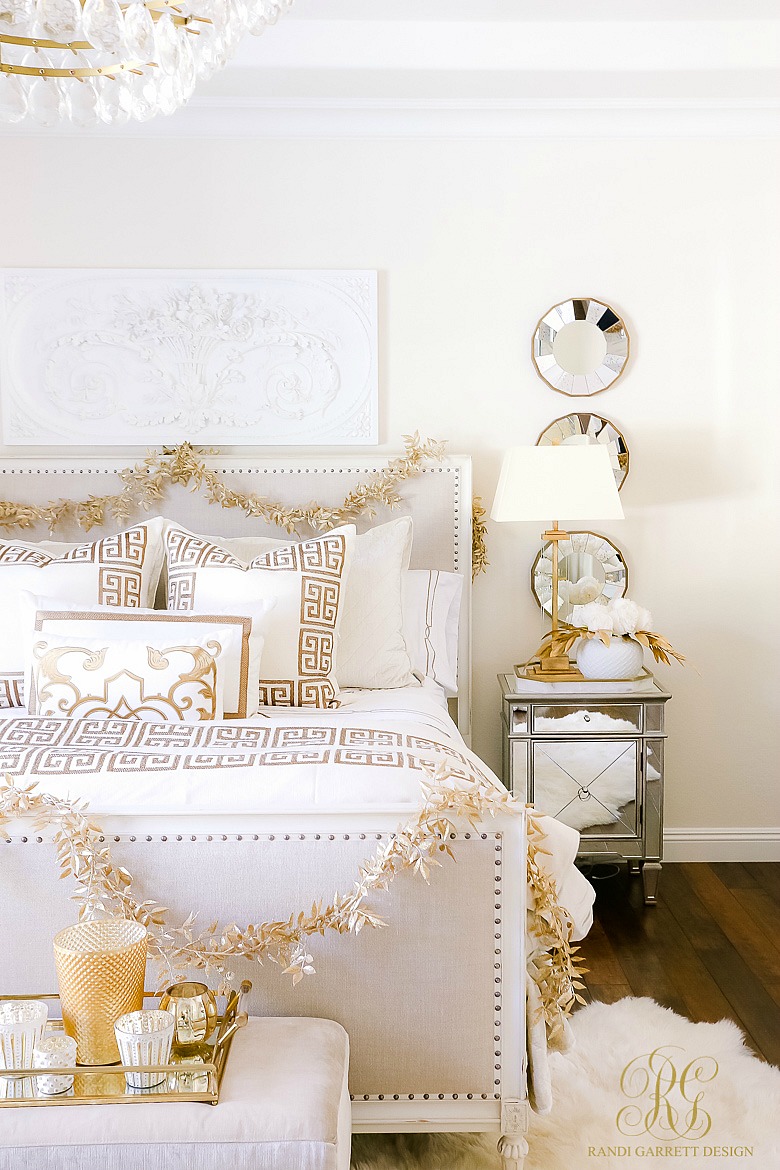 Elegant White and Gold Christmas Bedroom Tour