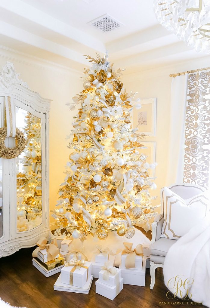 Elegant White And Gold Christmas Bedroom Tour - Randi Garrett Design