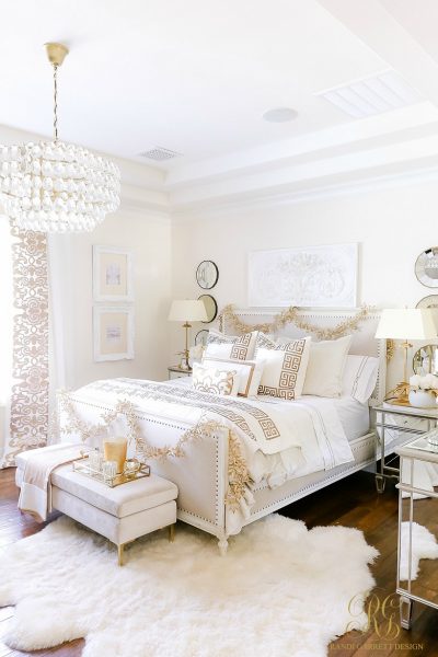 Elegant White and Gold Christmas Bedroom Tour - Randi Garrett Design