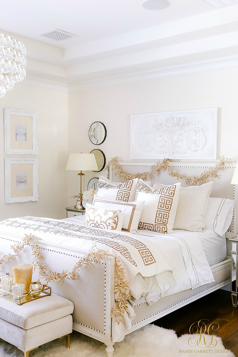 Elegant White and Gold Christmas Bedroom Tour