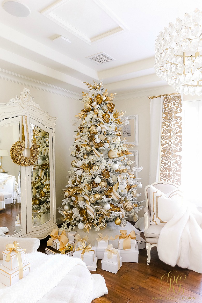 Elegant White and Gold Christmas Bedroom Tour