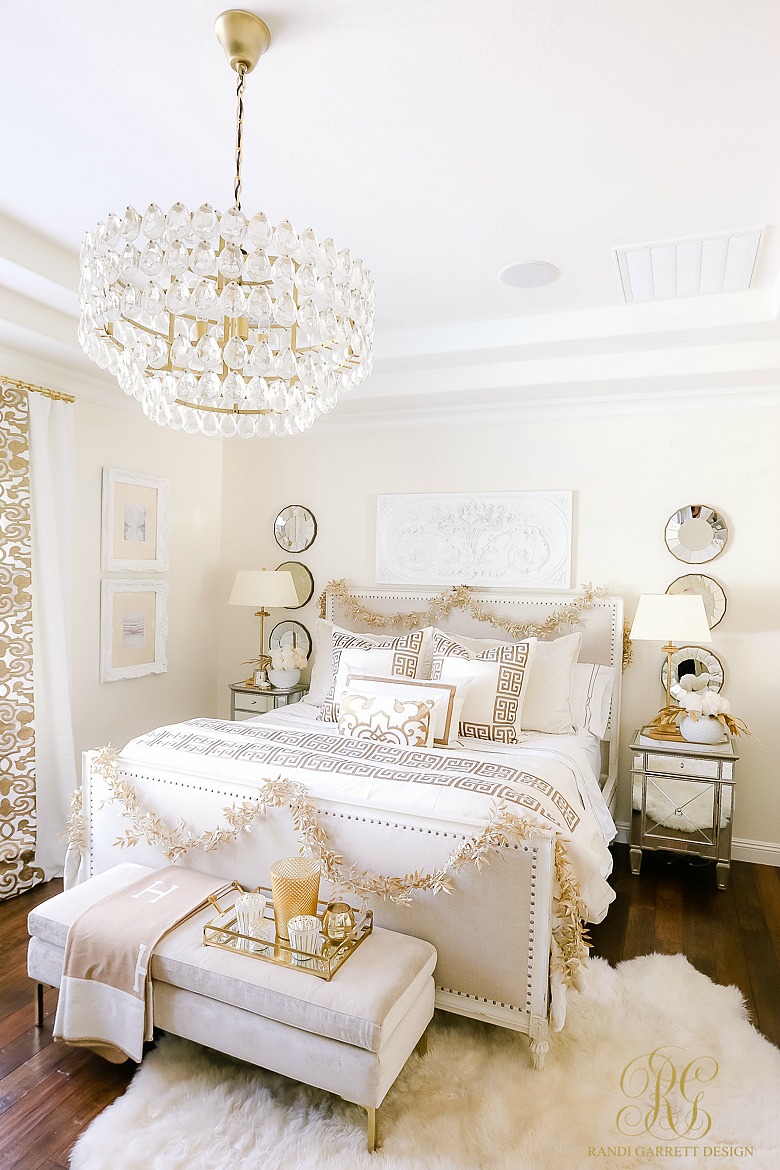 Elegant White and Gold Christmas Bedroom Tour