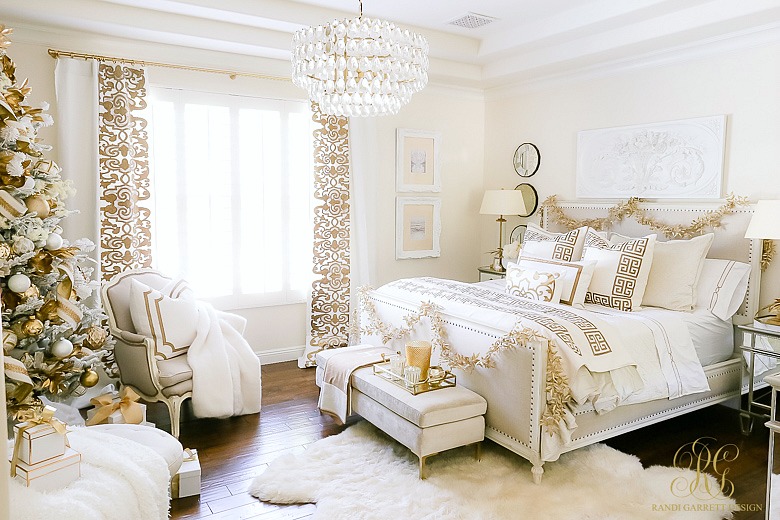 Gold and deals white bed