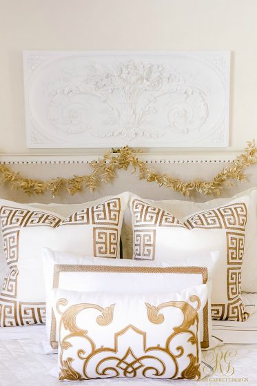 Elegant White and Gold Christmas Bedroom Tour - Randi Garrett Design