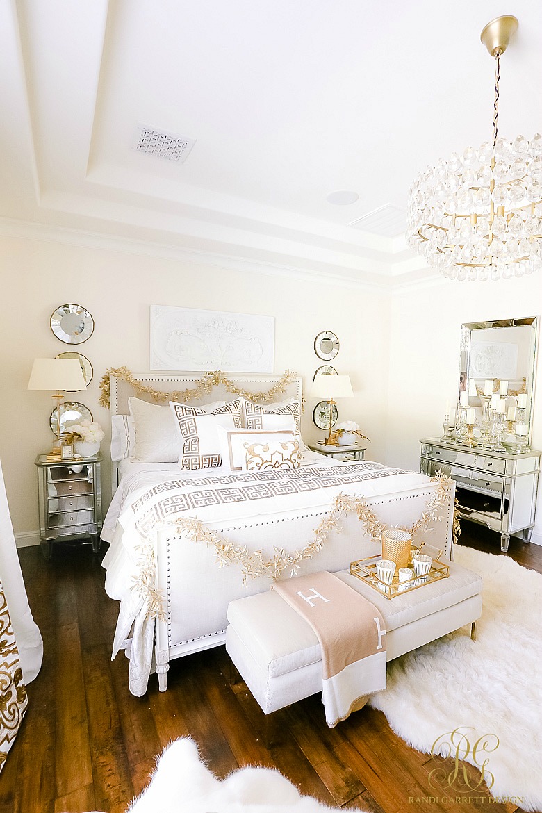 Elegant White and Gold Christmas Bedroom Tour