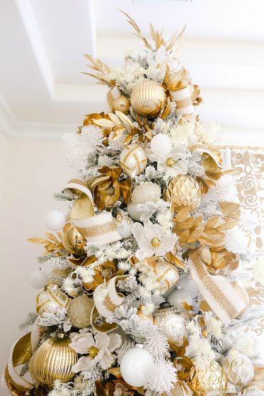 Elegant White and Gold Christmas Bedroom Tour - Randi Garrett Design