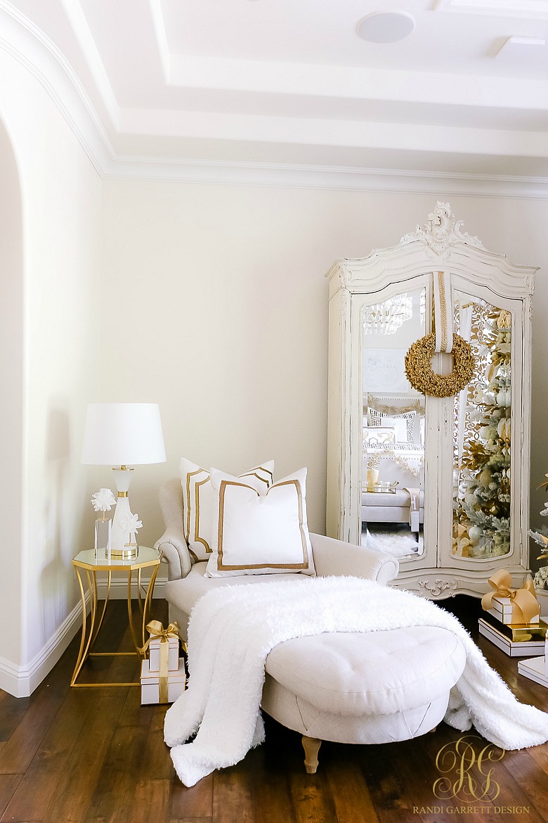 Elegant White and Gold Christmas Bedroom Tour