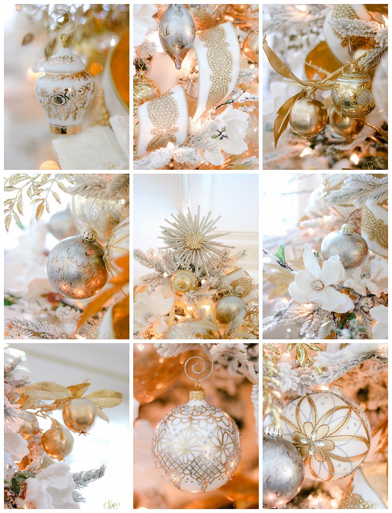 White and gold Christmas Tree Ornaments