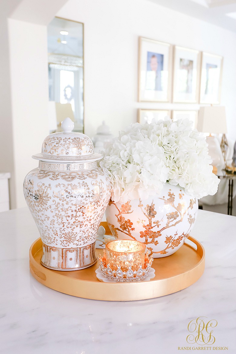 gold white ginger jars