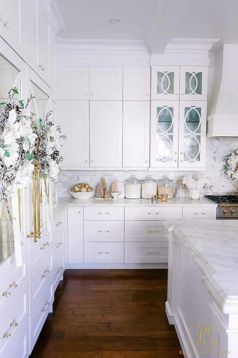 White and Gold Christmas Kitchen - Randi Garrett Design