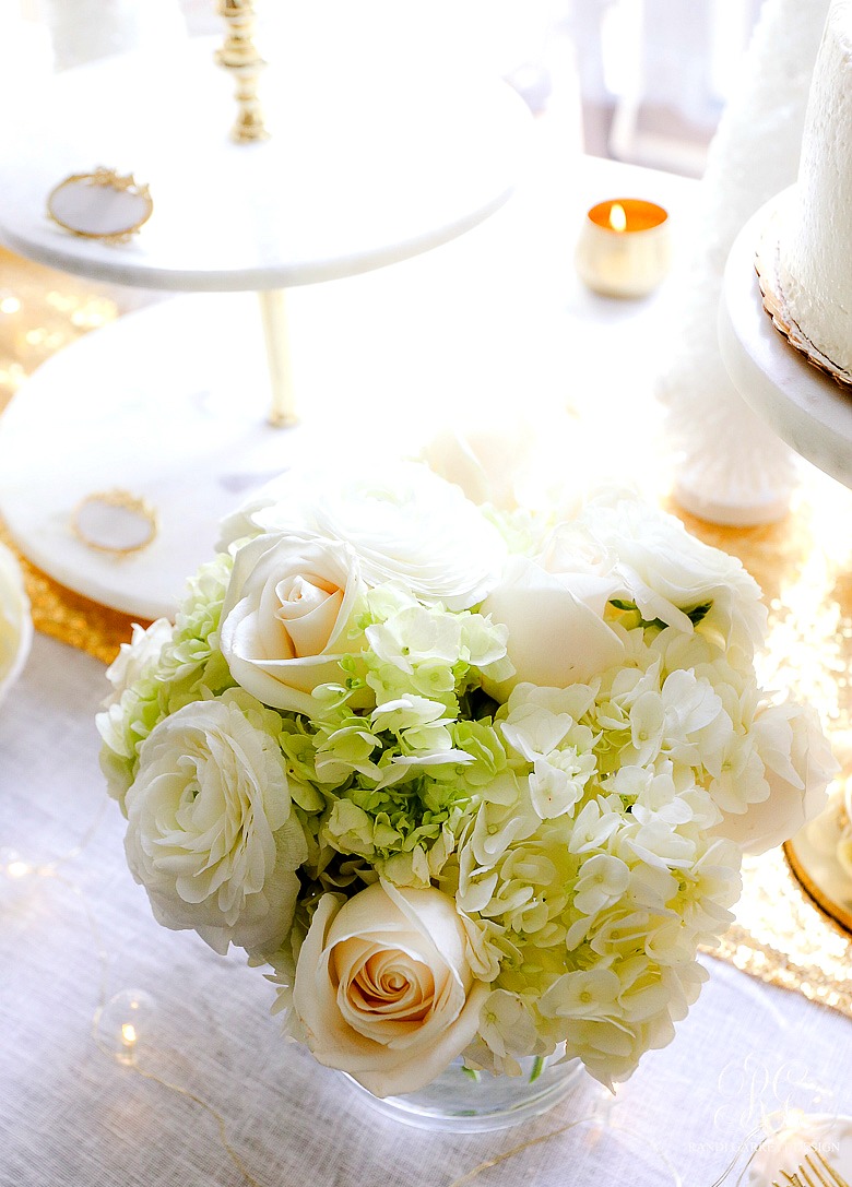 white roses white hydrangeas  arrangement 