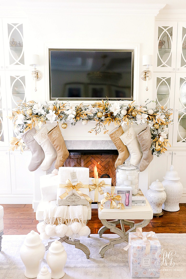 Christmas Favorites Party + My Favorite Things - white fireplace with builtins