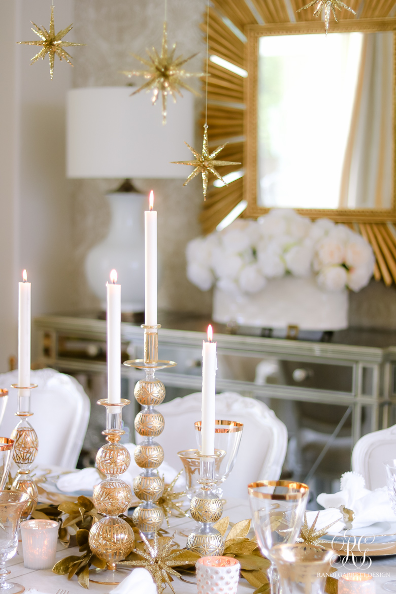 gold candlesticks -christmas table
