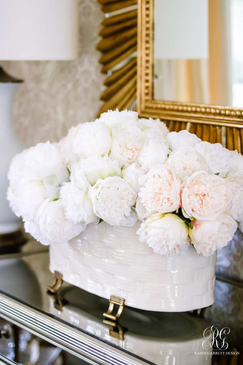 white footed planter white peonies 